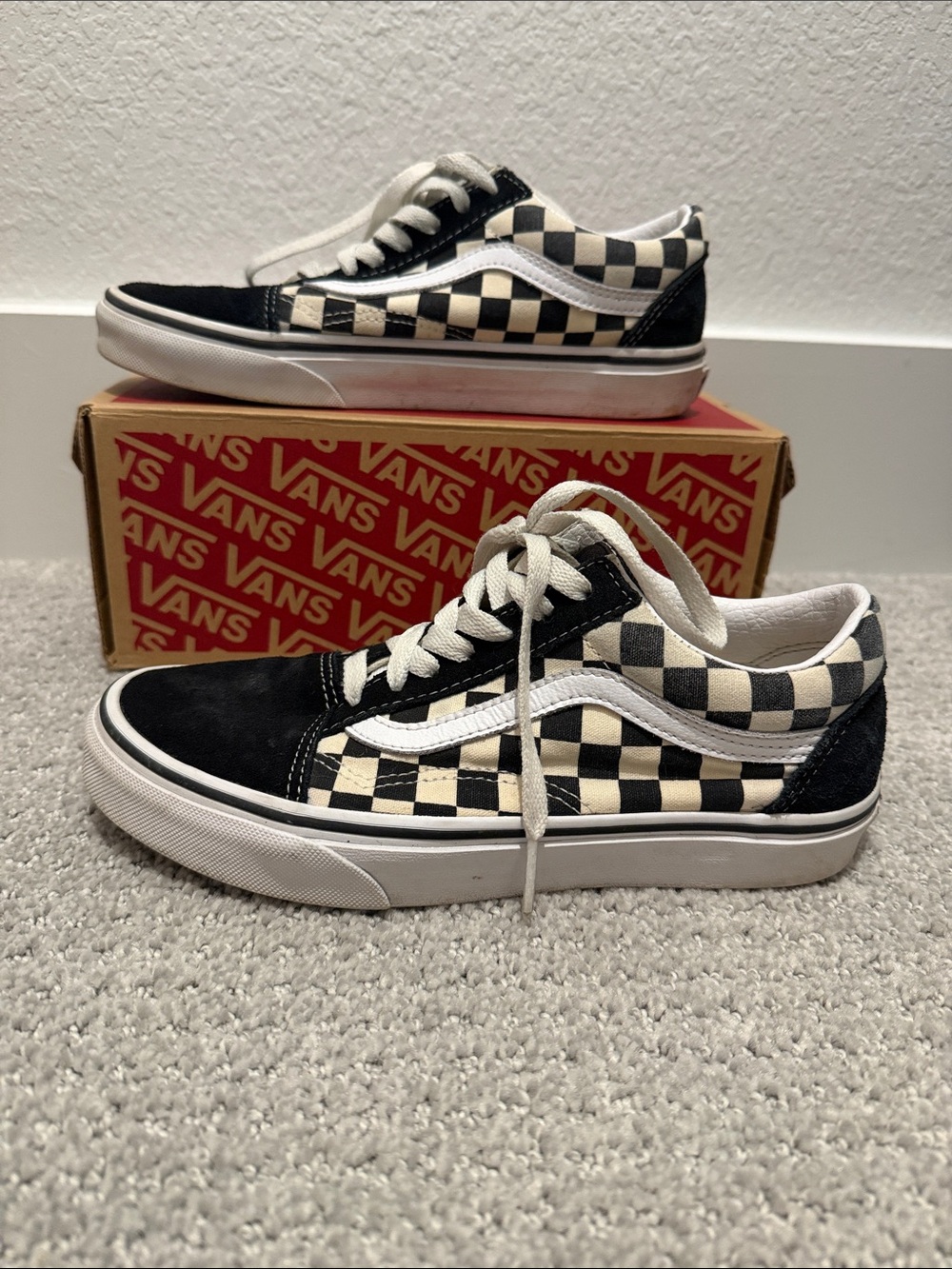 Vans Old Skool Checkerboard Sneakers - Black & Cream